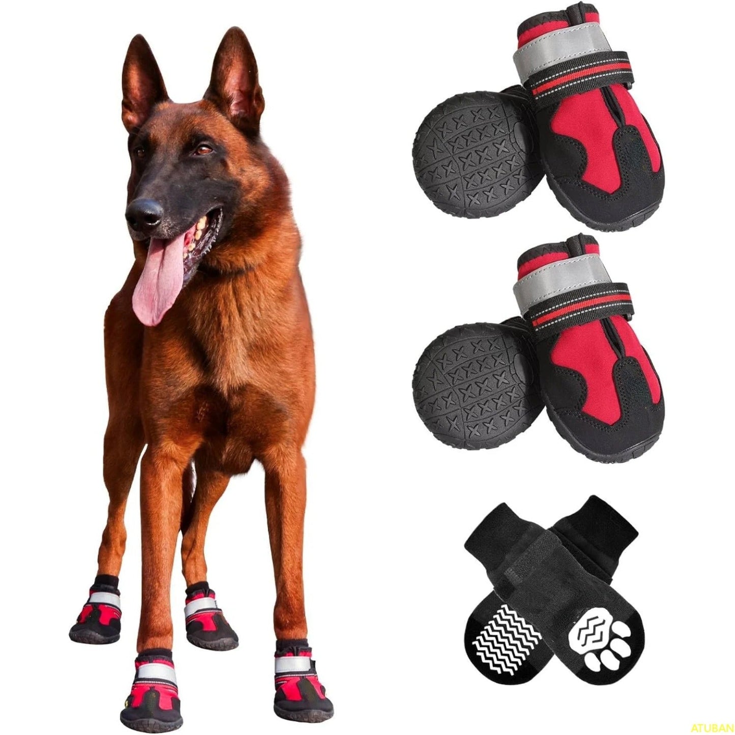Dog Boots Waterproof Non Slip Reflective Set