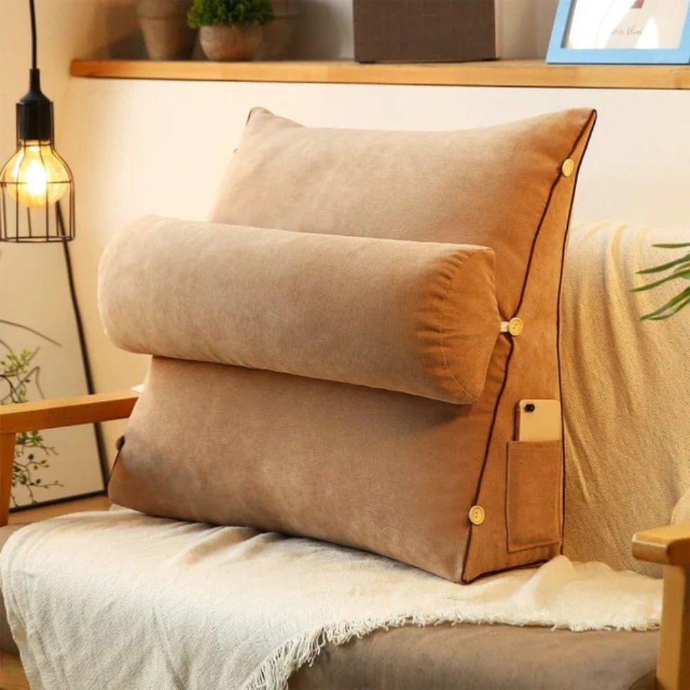 Back Support Cushion with Removable Neck Roll