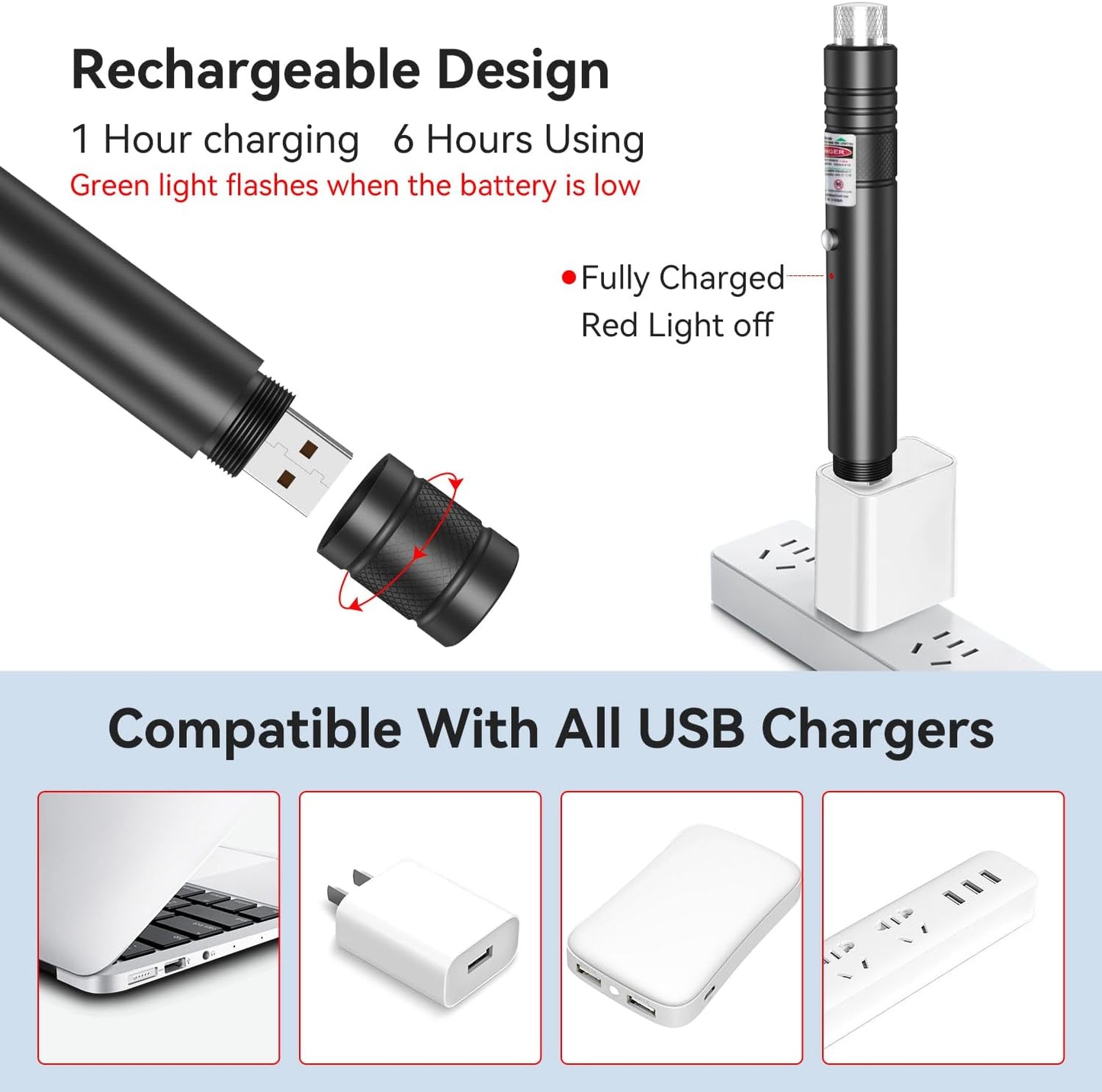 Laser Pointer Rechargeable Green Outdoor Metal Torch