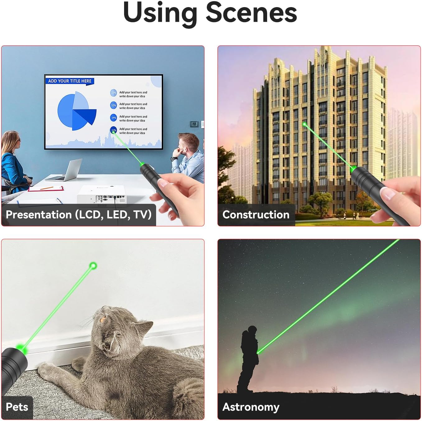 Laser Pointer Rechargeable Green Outdoor Metal Torch