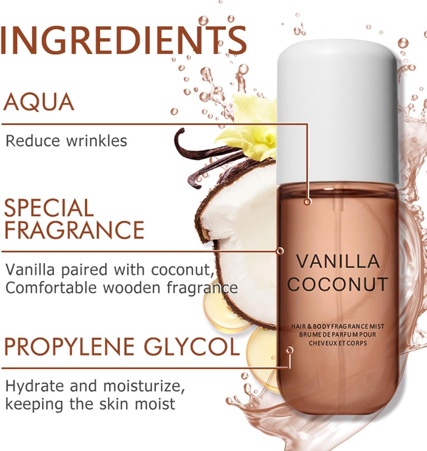 Body Mist Vanilla Coconut Scented Spray Set