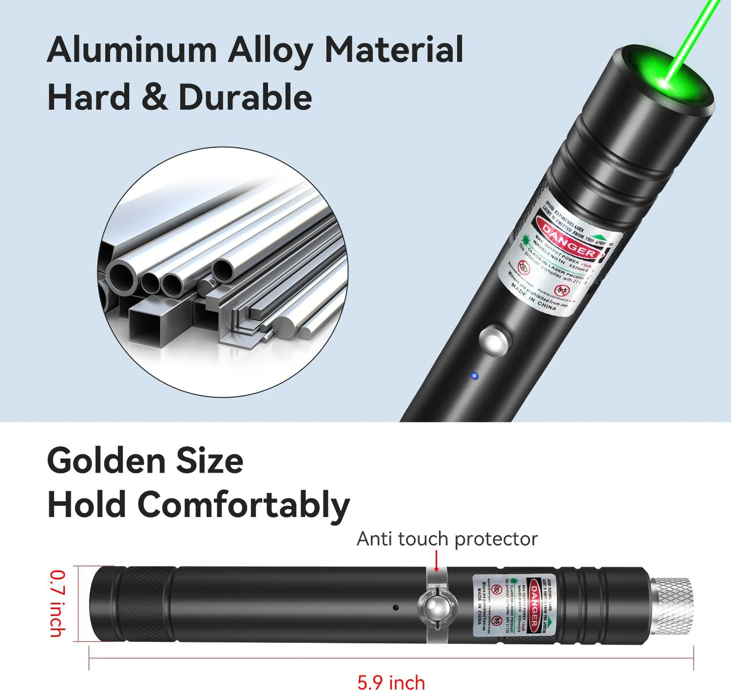 Laser Pointer Rechargeable Green Outdoor Metal Torch