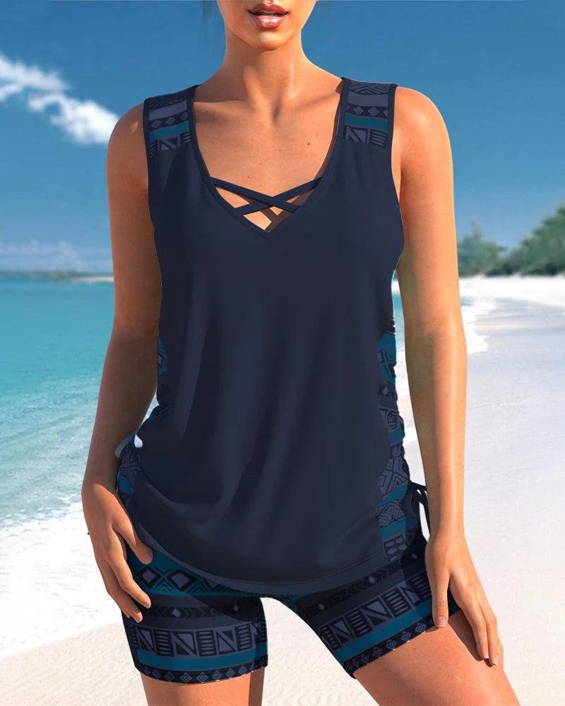Tankini Swimwear Set with Shorts for Women
