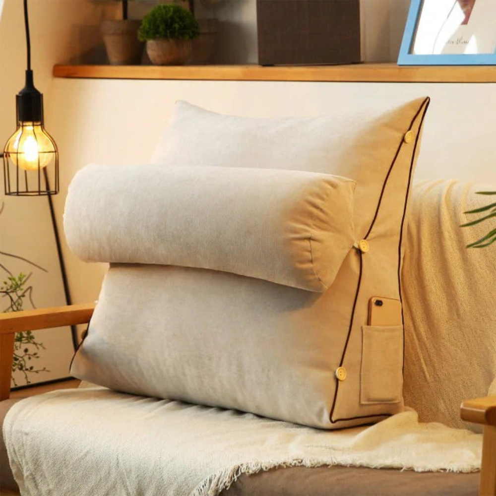 Back Support Cushion with Removable Neck Roll