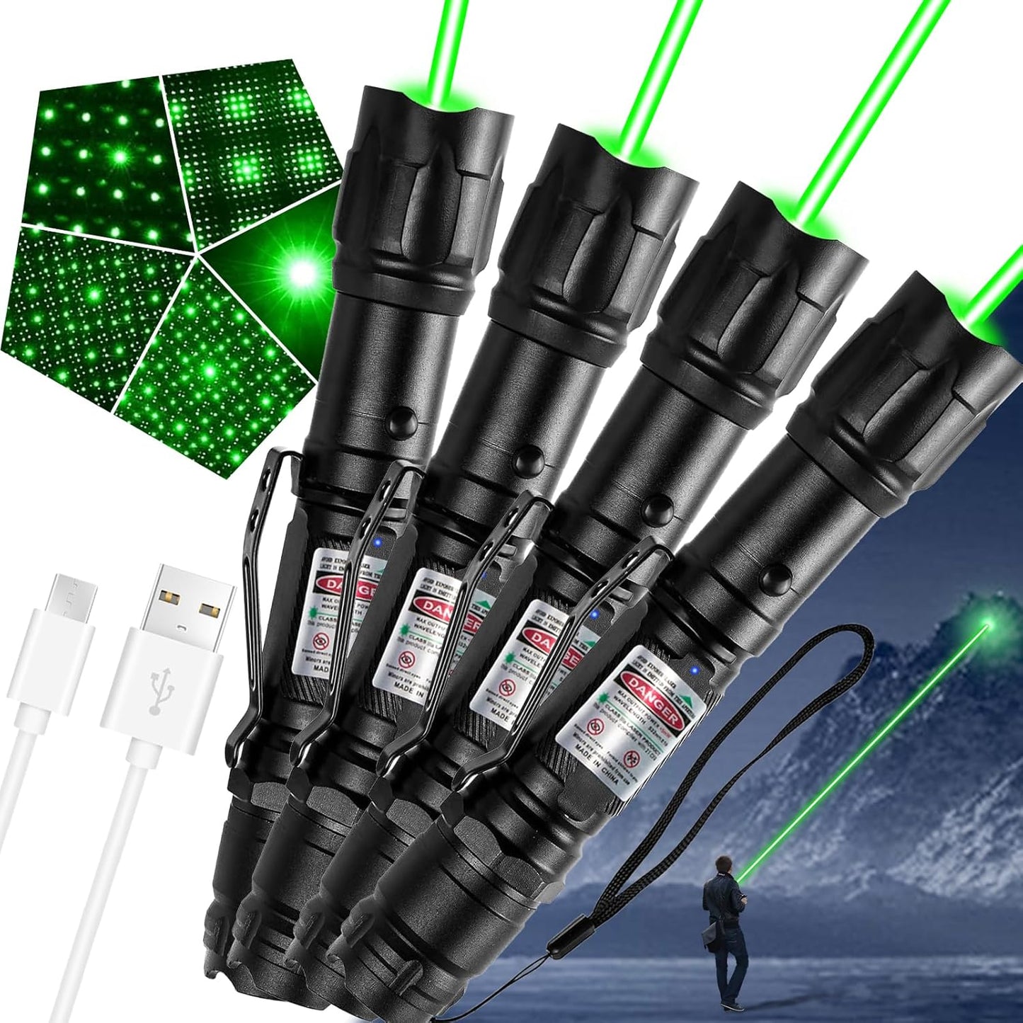 Flashlight Rechargeable Green Outdoor LED Torch