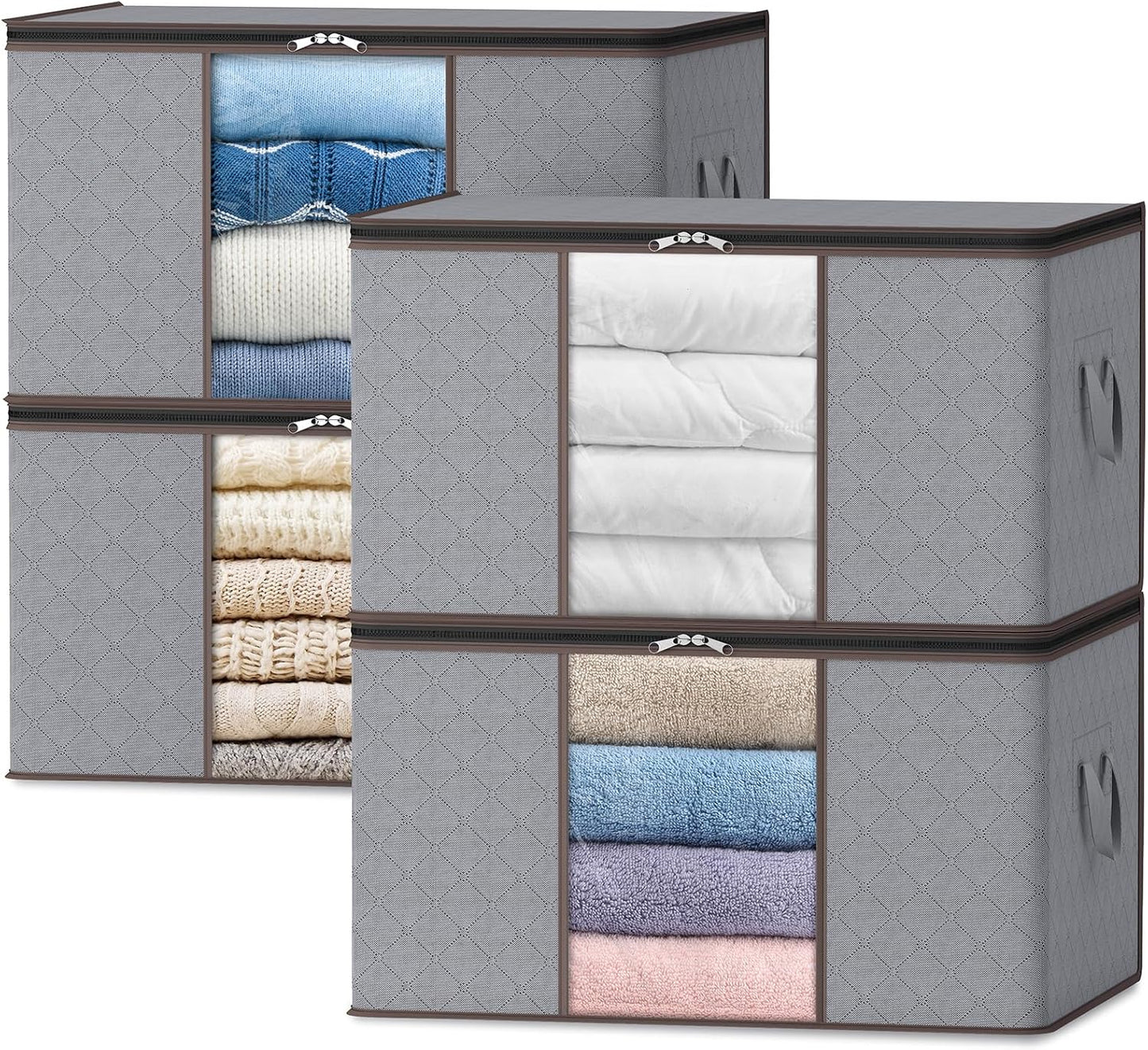 Storage Boxes with Handles for Clothes Organization