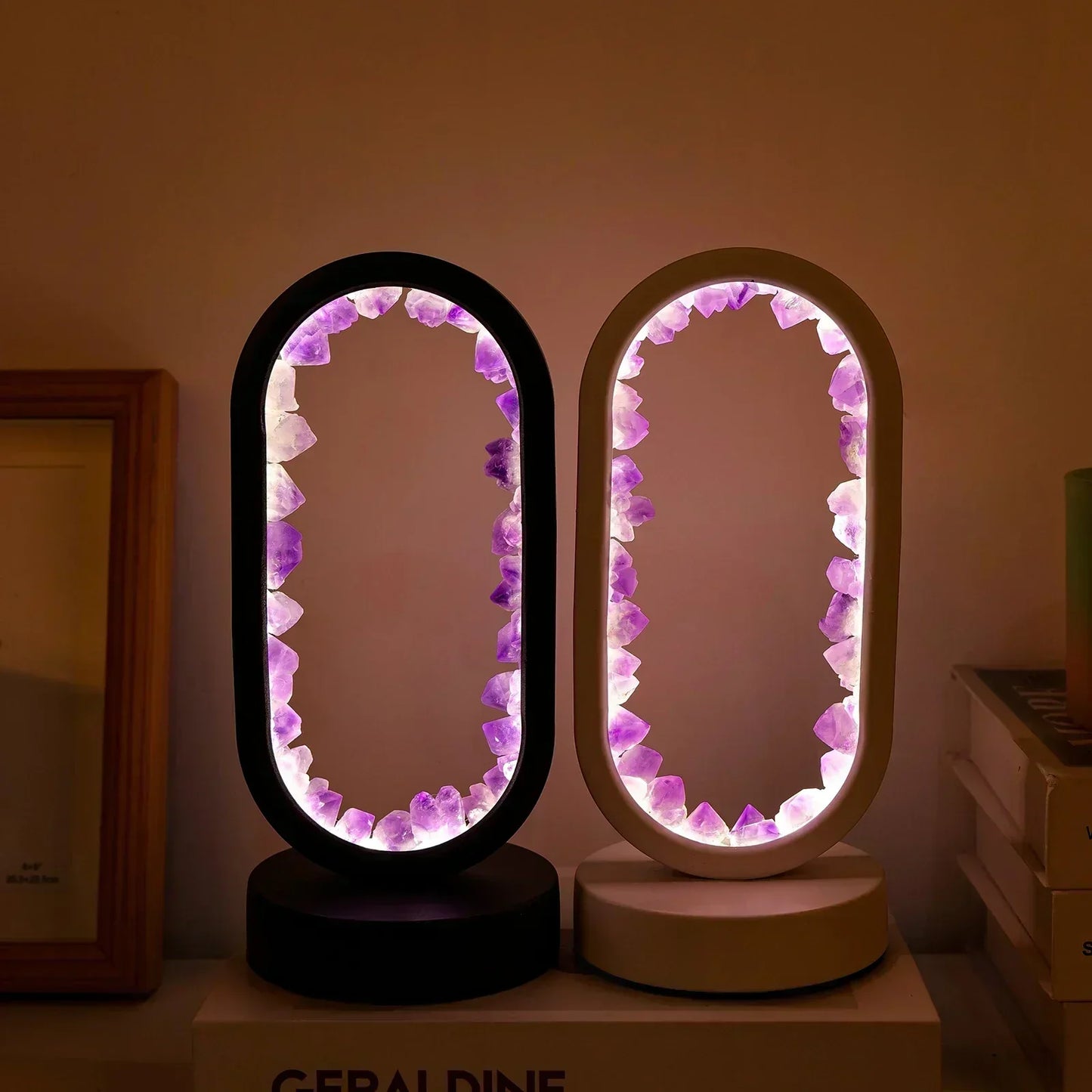 Table lamp with crystal ambient light design