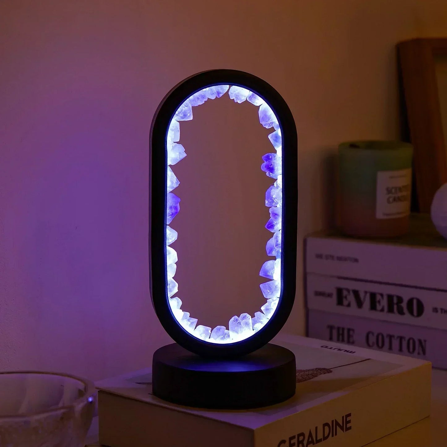 Table lamp with crystal ambient light design