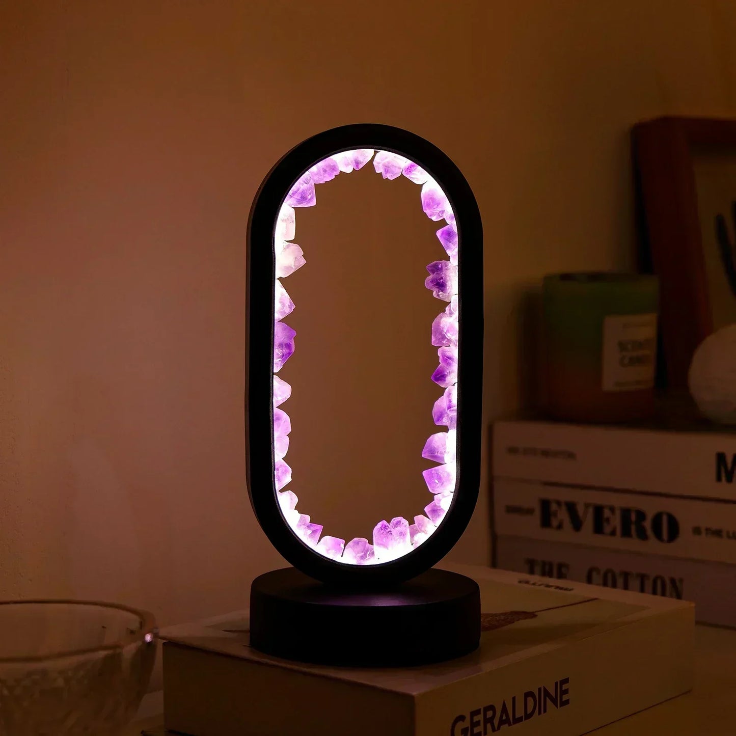Table lamp with crystal ambient light design