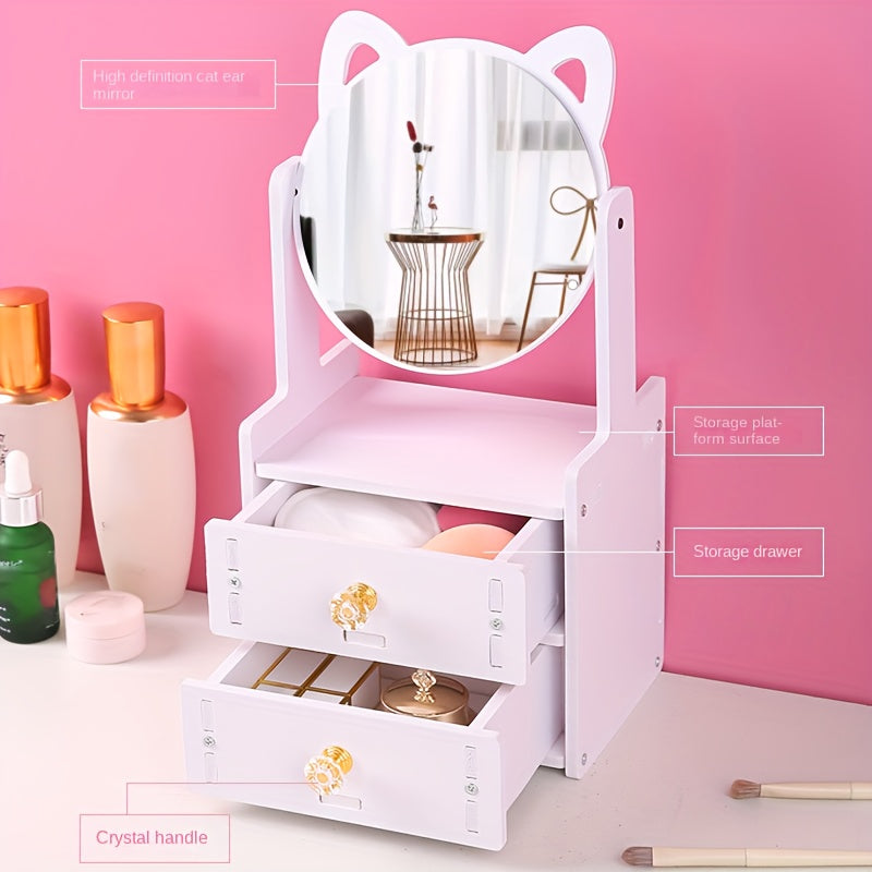 Makeup Mirror With Storage Cute Tabletop Design