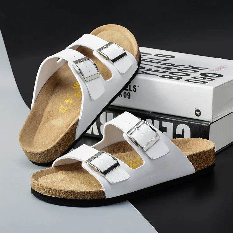 Men's Leather Sandals with Buckle Straps
