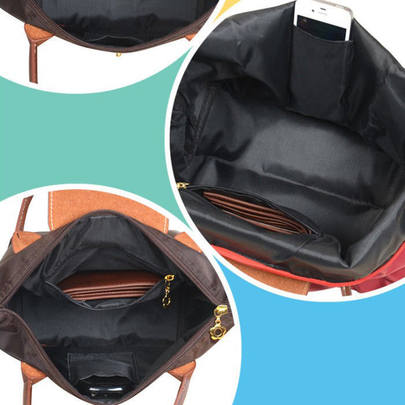 Tote Bag with Leather Handles and Waterproof Lining
