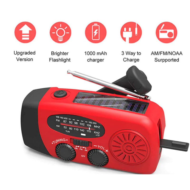 Emergency Radio | Solar Hand Crank Power Hub for Camping