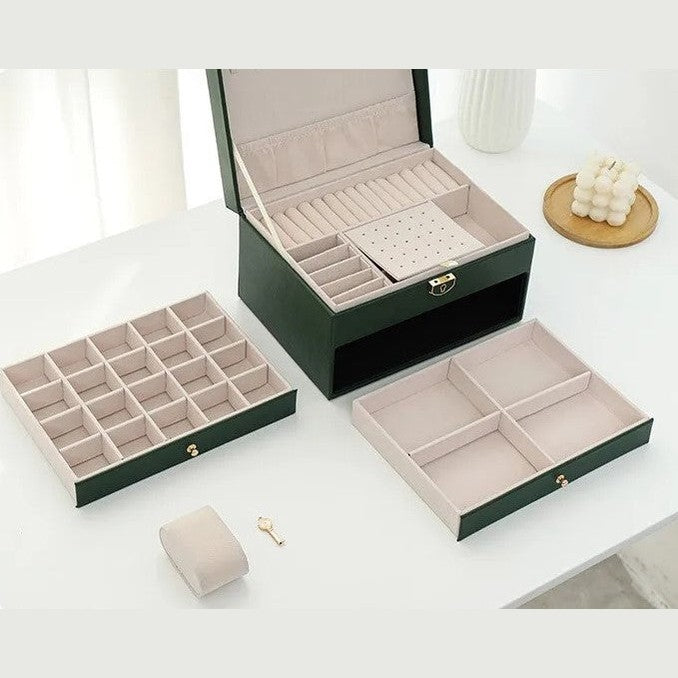 Jewelry Box Organizer Leather Multi-Layer Storage