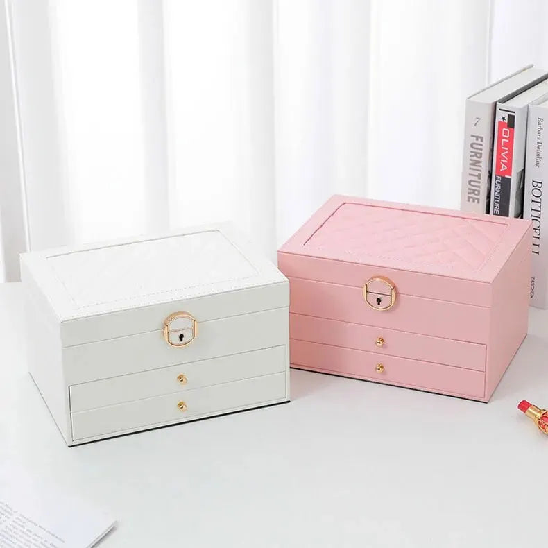 Jewelry Box Organizer Leather Multi-Layer Storage