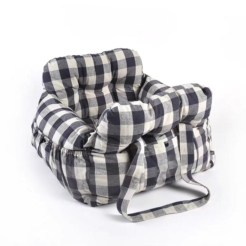 Dog Car Seat with Safety Strap and Cushion
