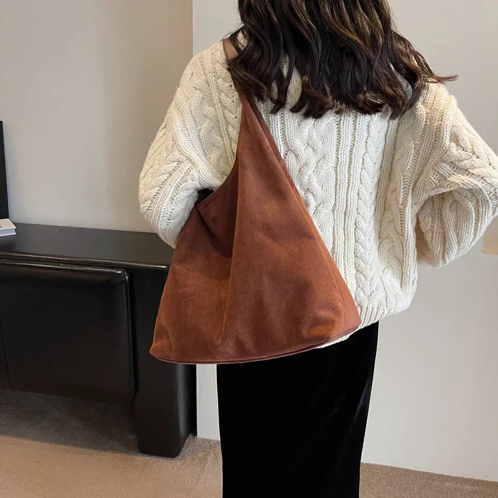 Shoulder Bag Faux Suede Soft Tote for Women