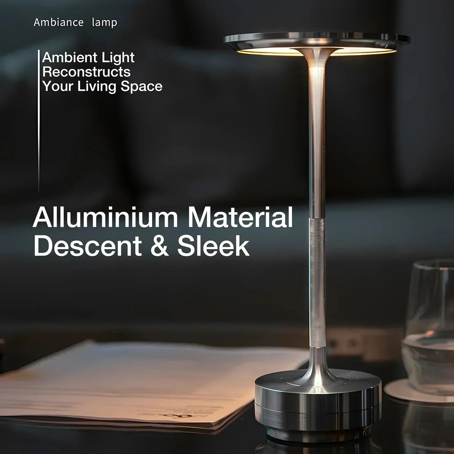 LED Table Lamp Modern Gold Metal Rechargeable