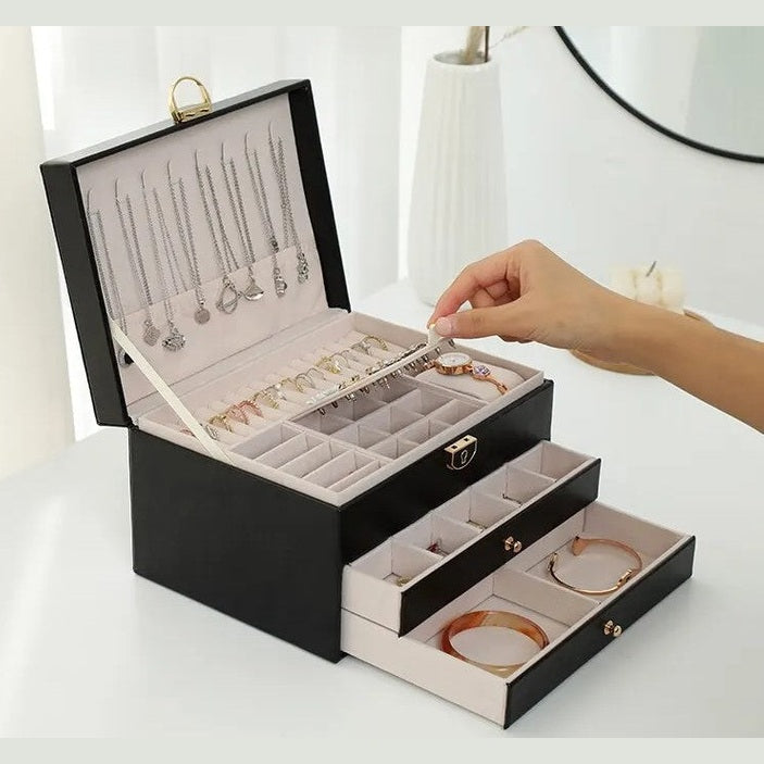 Jewelry Box Organizer Leather Multi-Layer Storage