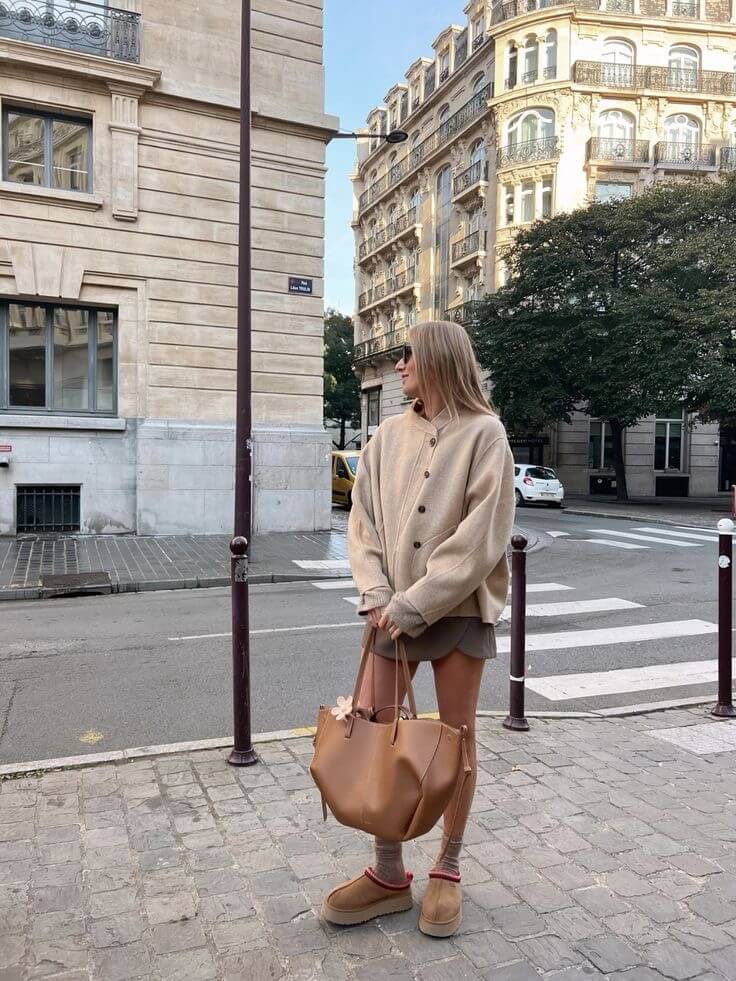Leather Tote Bag in Classic Minimalist Style