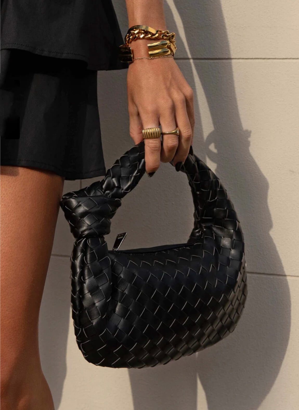 Handbag Vegan Leather Woven Shoulder Bag