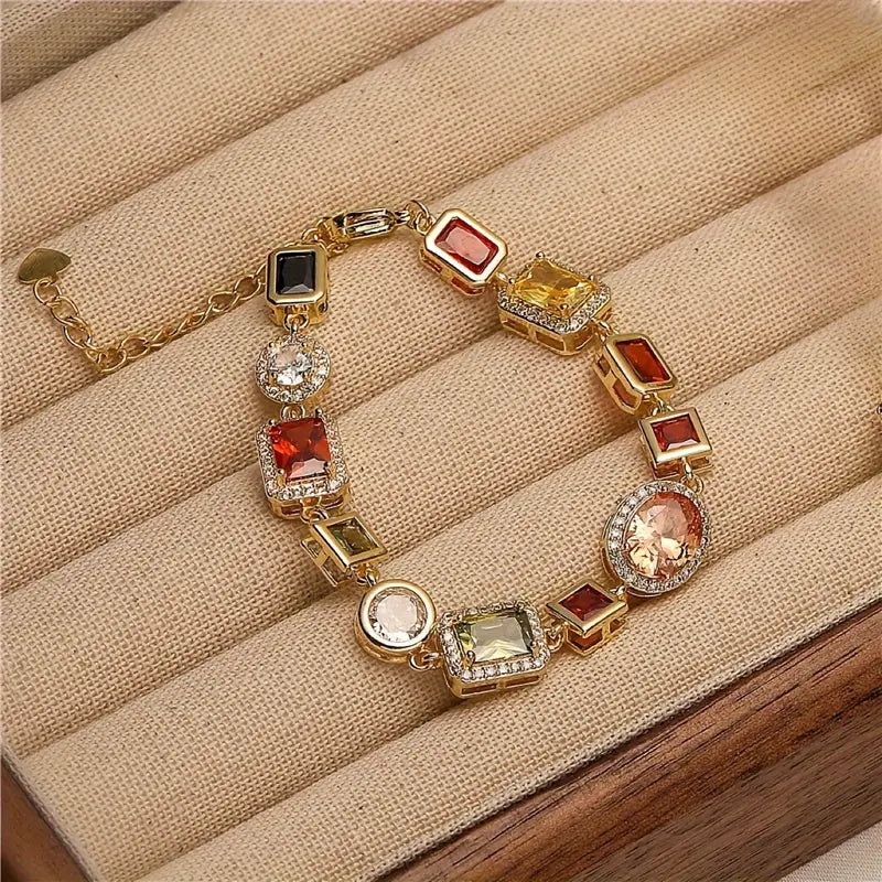 Jewellery Set Gold Plated Zircon Geometric