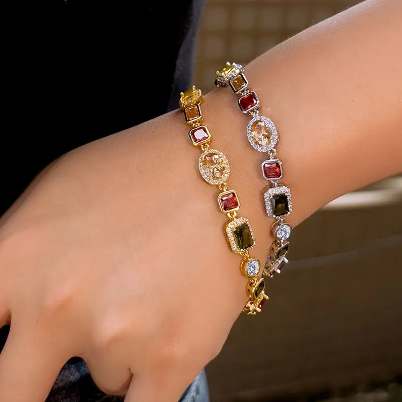 Jewellery Set Gold Plated Zircon Geometric