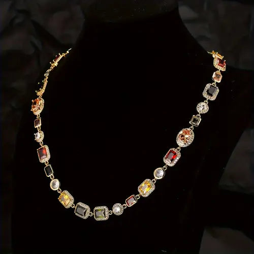 Jewellery Set Gold Plated Zircon Geometric