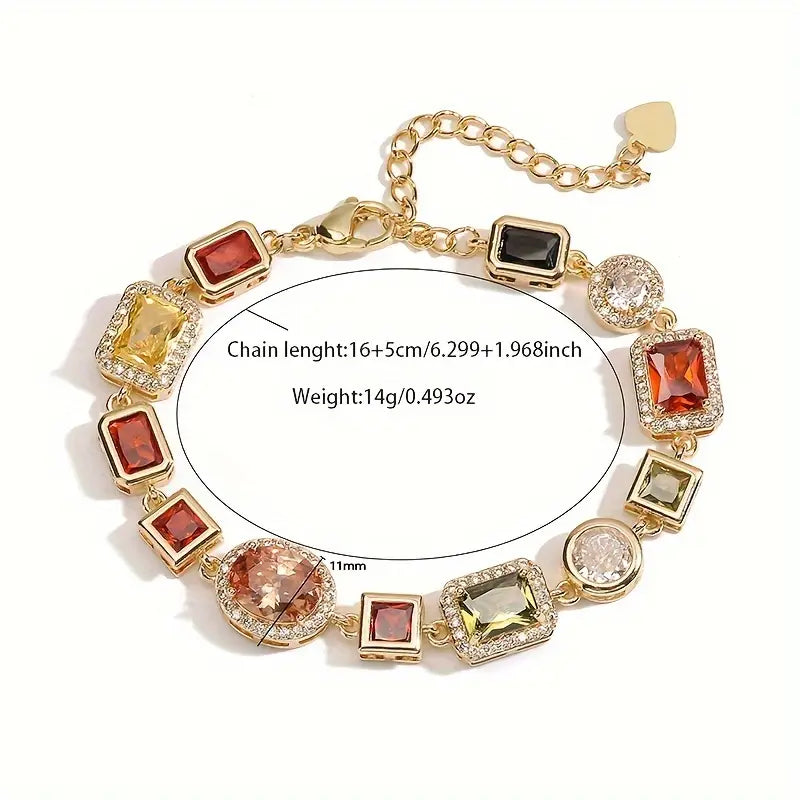 Jewellery Set Gold Plated Zircon Geometric