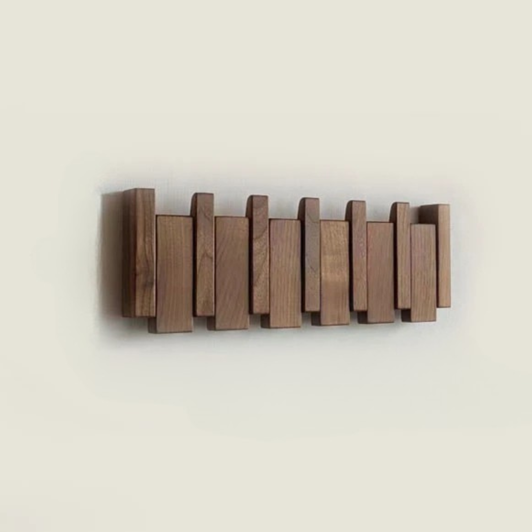 Wooden Wall Hooks with Foldable Coat Hangers