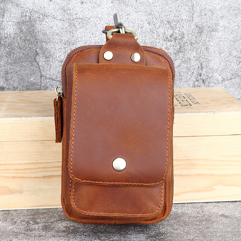 Leather Belt Bag with Secure Zip Pockets