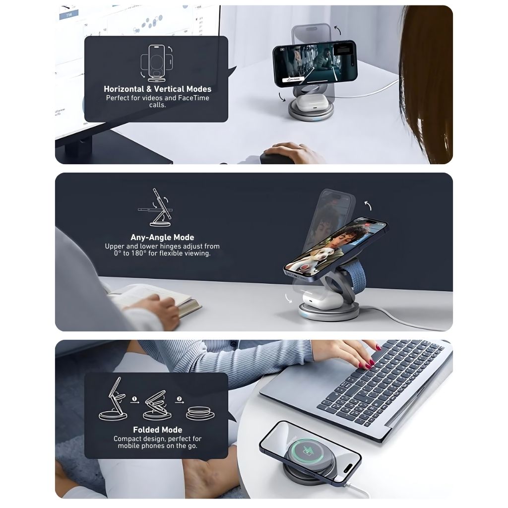 Wireless Charging Station with Foldable Stand