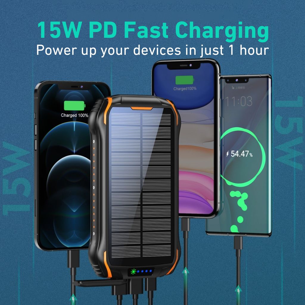 Power Bank Solar Fast Charging Outdoor Waterproof