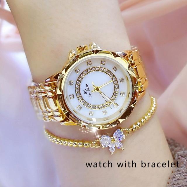 Women's Diamond Quartz Watch with Free Bracelet