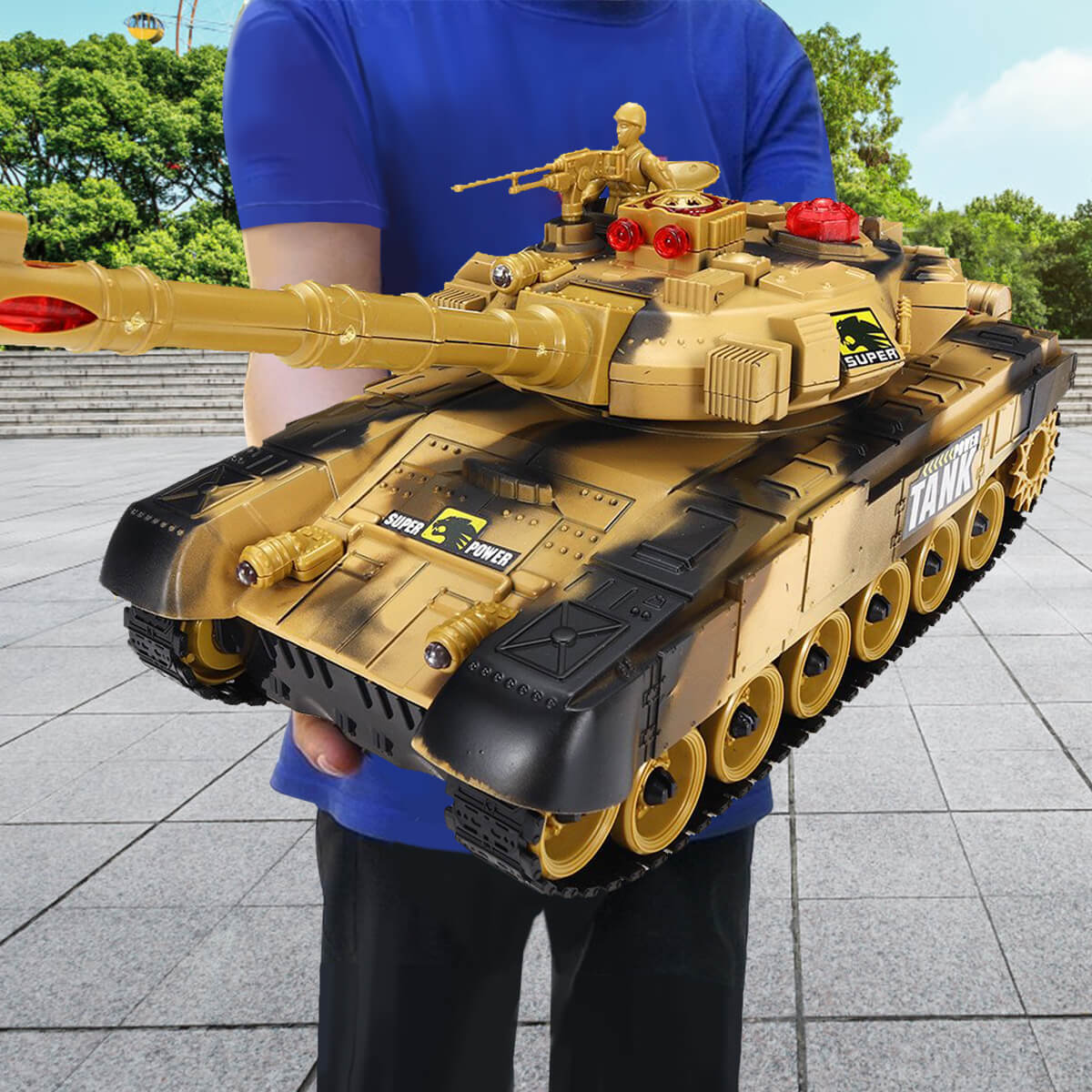 Remote Control Tank Toy with Lights and Sound