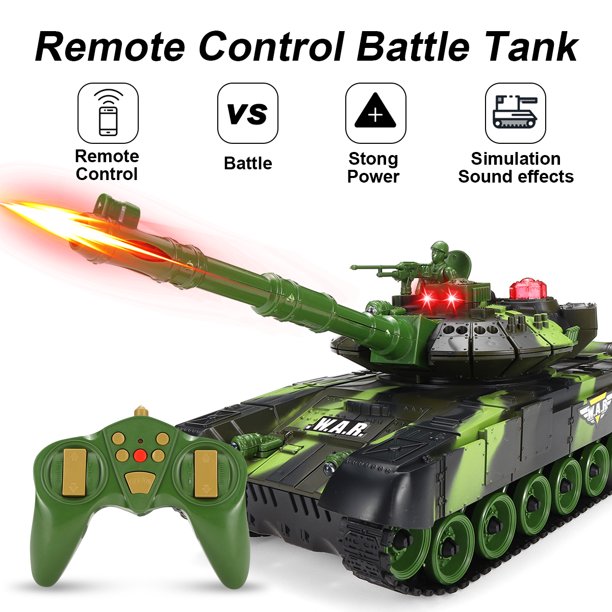 Remote Control Tank Toy with Lights and Sound