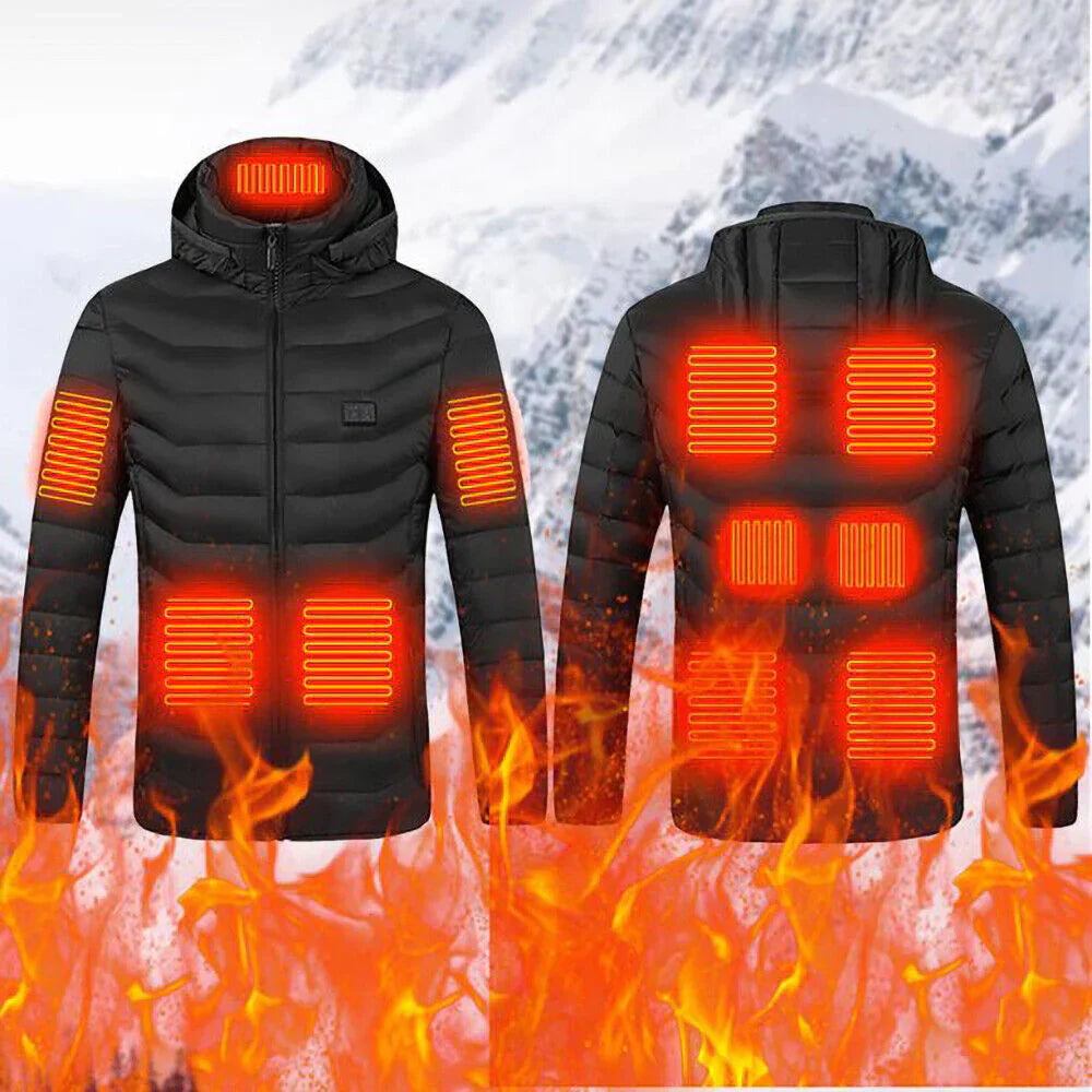 Heated Jacket Waterproof USB Winter Coat Black