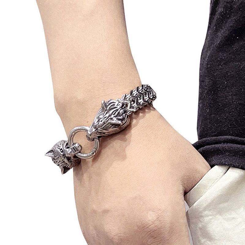 Great Gift - Men's Retro Viking Wolf Bracelet