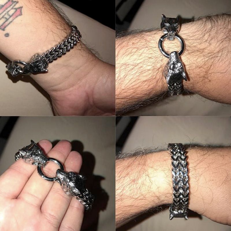 Great Gift - Men's Retro Viking Wolf Bracelet