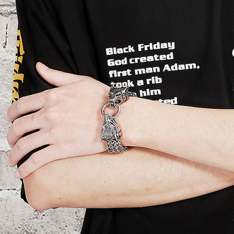Great Gift - Men's Retro Viking Wolf Bracelet
