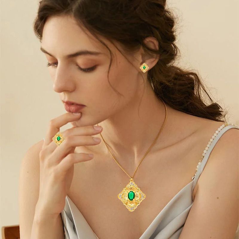 Italian Crafted Vintage Emerald Jewellery Set