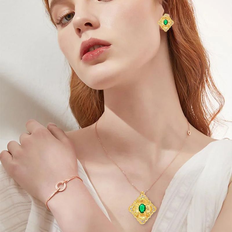 Italian Crafted Vintage Emerald Jewellery Set