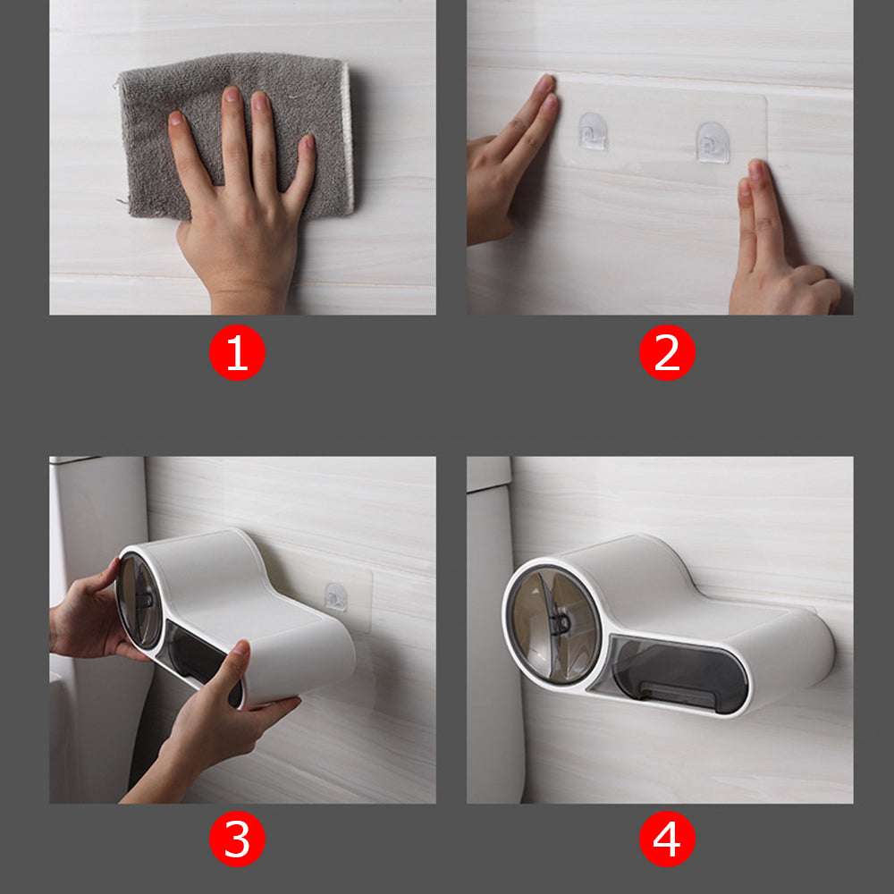 Toilet Roll Holder with Waterproof Wall Shelf