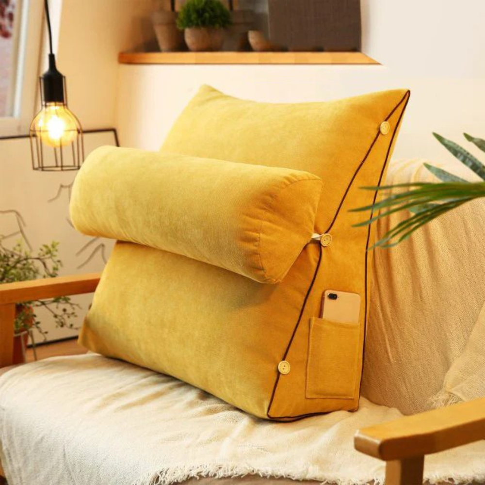 Back Support Cushion with Removable Neck Roll
