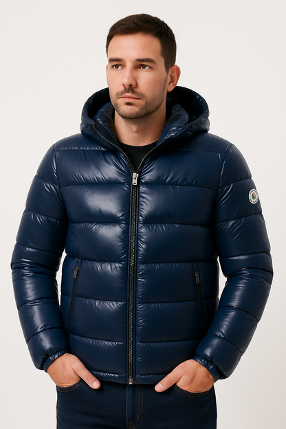 Puffer Jacket Black Glossy Down Winter Coat