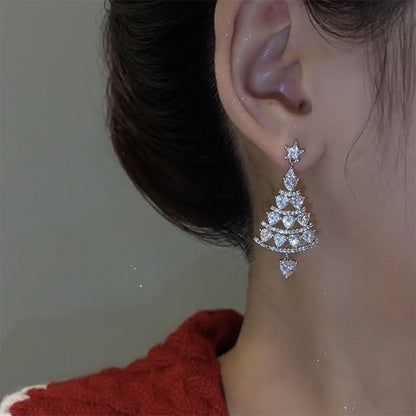 Sparkling Diamond Christmas Tree Earrings