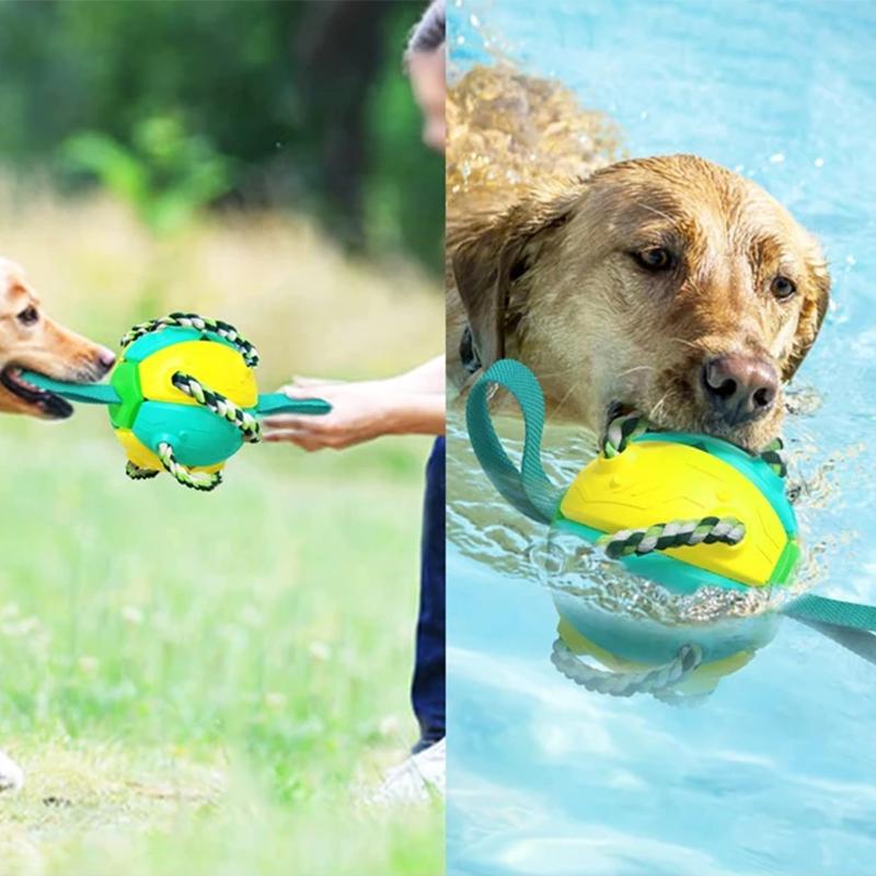 Tuggig klämbar UFO-boll för hund