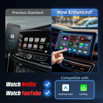 Play2Video Pro Wireless CarPlay/Android Auto Box with Netflix, YouTube, and IPTV