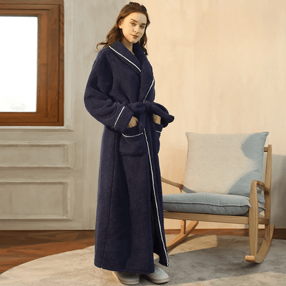 Fleece Dressing Gown with Belt for Winter Warmth