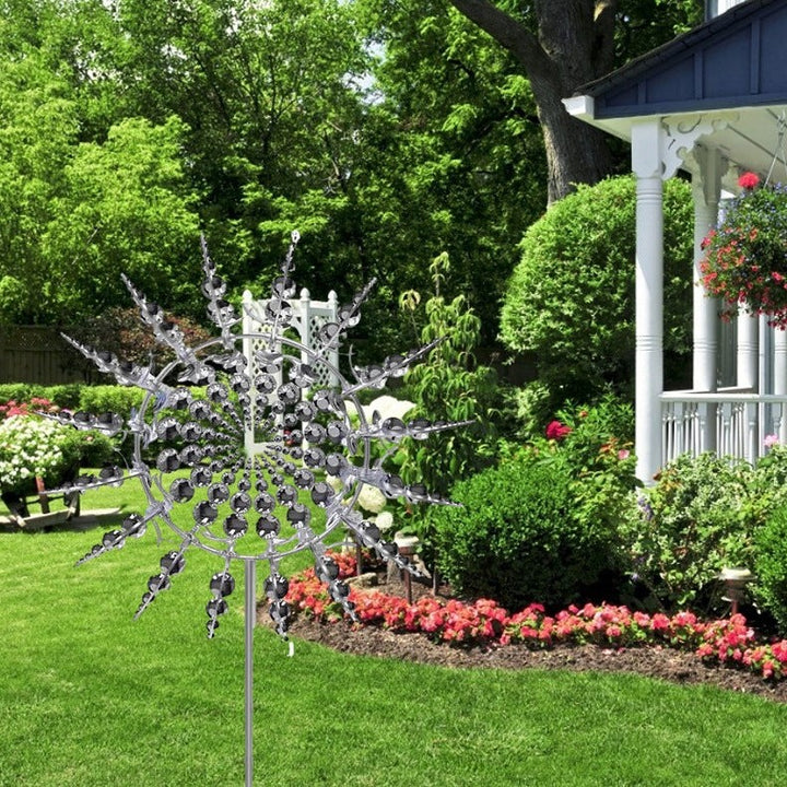 Garden Wind Spinner Sculpture in Silver Metal